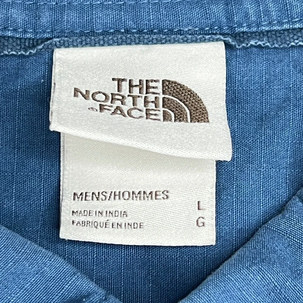 The North Face Mens Blue Ripstop Long Sleeve Button Down Utility Shirt Large